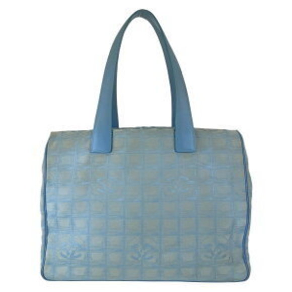 CHANEL Travel Line Blue Nylon Leather Tote Bag Neutra - Picture 2 of 9